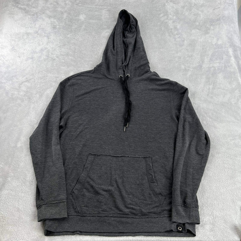 Joe's Jeans Pullover Hoodie Mens M Dark Gray Raw Edge Lightweight Streetwear Top